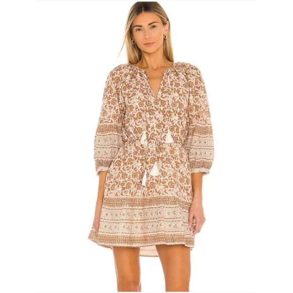 Cleobella Rosy Mini Brown Orange Floral Dress Womens Large - Picture 16 of 16